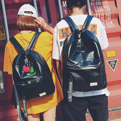 Rose Embroidery Couple Backpack