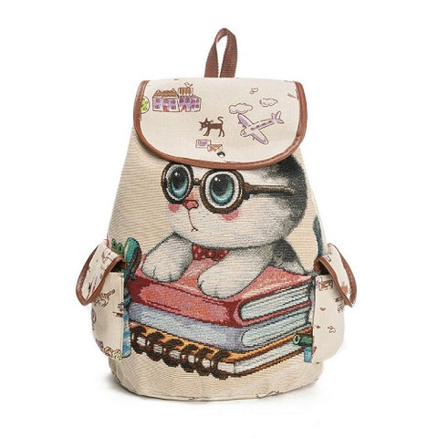 Cat Printed Drawstring Backpack